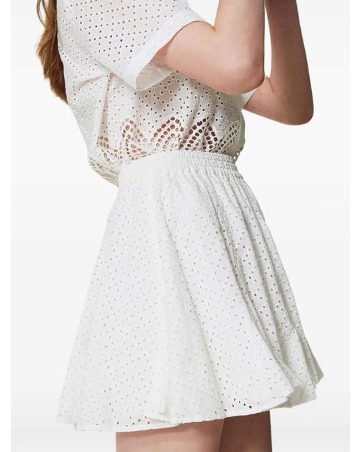 Twinset White Broderie-Anglaise Skirt