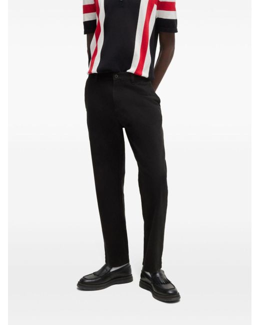 HUGO Black Straight-leg Cotton Trousers for men