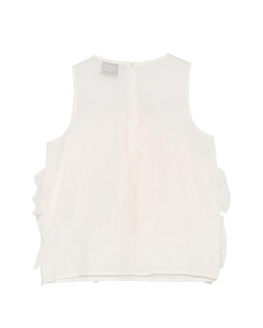 Alpha Studio White Ruffled Top