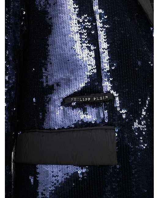 Philipp Plein Blue Embellished Single-Breasted Blazer for men