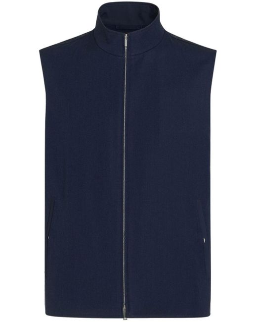 Zegna Blue Zip-up Wool-mohair Vest for men