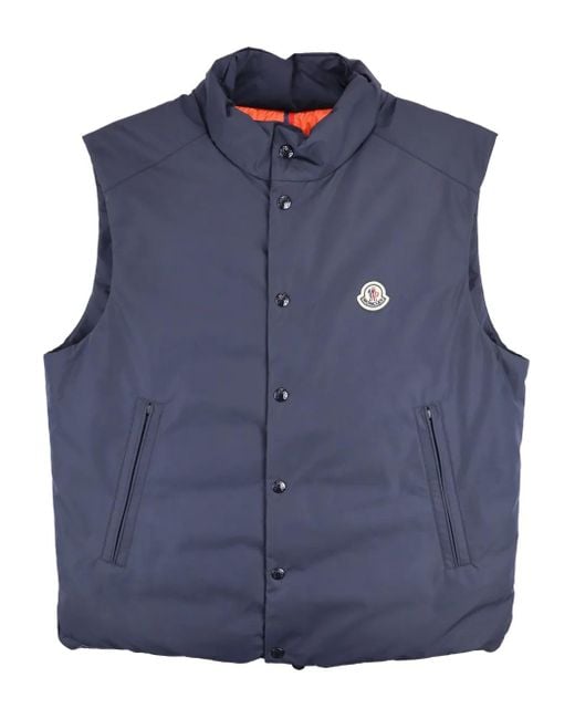 Moncler Men's Blue Pilat Quilted Stud-Fastening Gilet