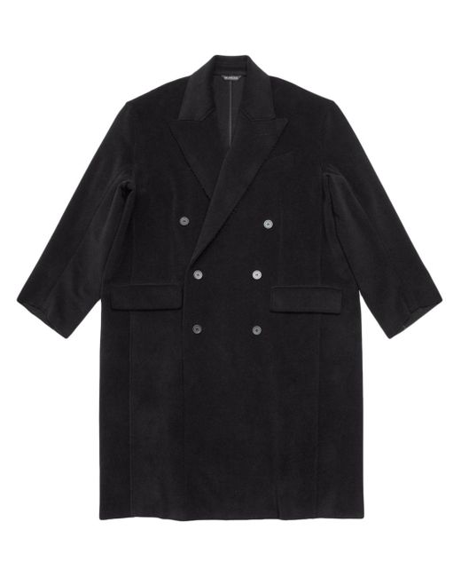 Manteau en laine vierge à boutonnière croisée Balenciaga en coloris Black