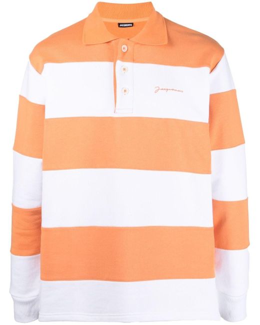 Jacquemus Orange Rayures Striped Polo Shirt for men