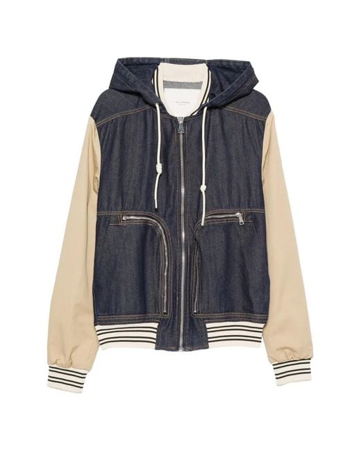 Yes London Blue Veste Bomber En Jean À Capuche for men