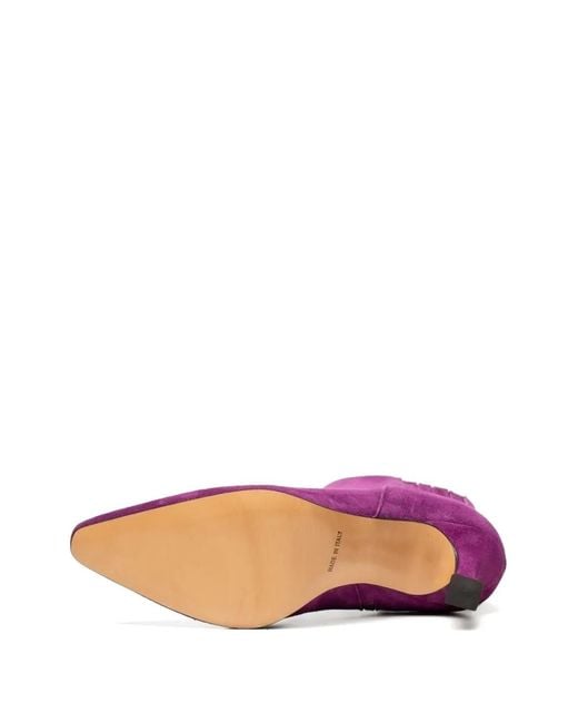 Poche Paris Purple Suede Pointed-Toe Ankle Boots