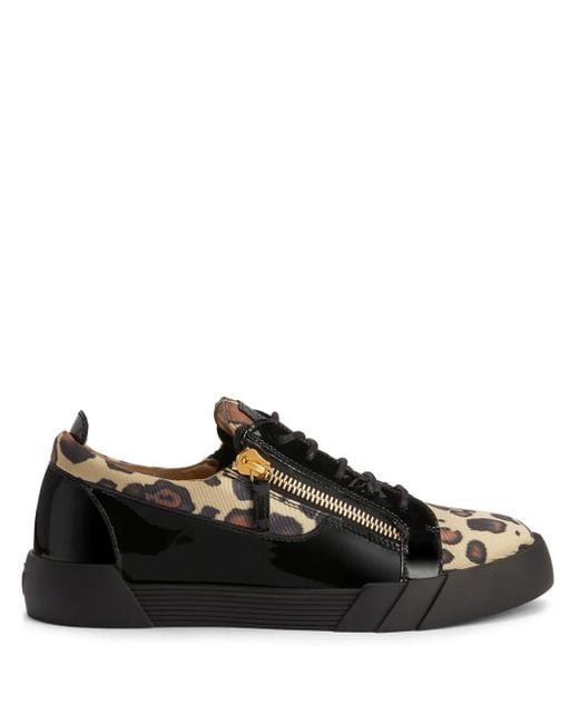 Giuseppe Zanotti Black Frankie Leopard-Print Sneakers for men