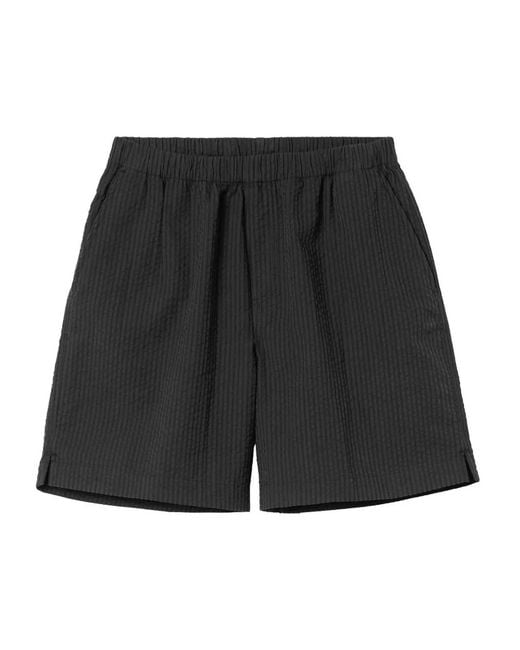 Carhartt Black Textured Elastic-Waist Shorts