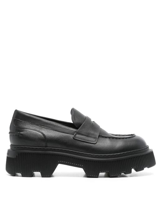 Santoni レザーローファー Black
