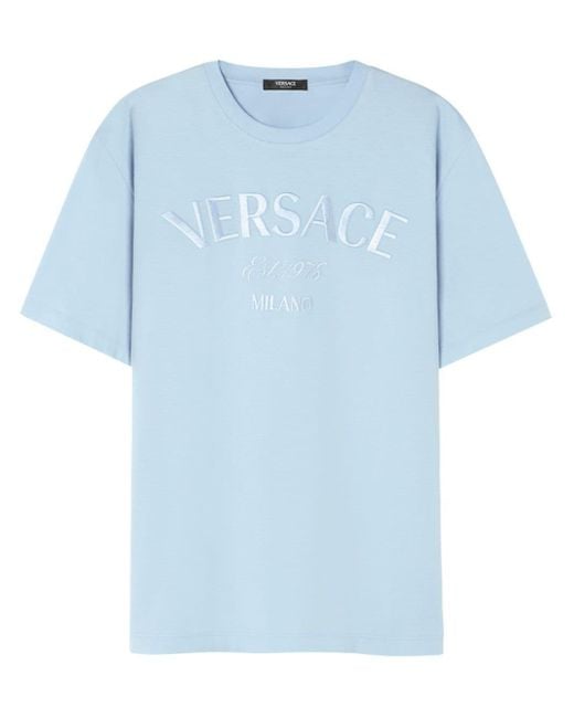 T-shirt con ricamo di Versace in Blue da Uomo