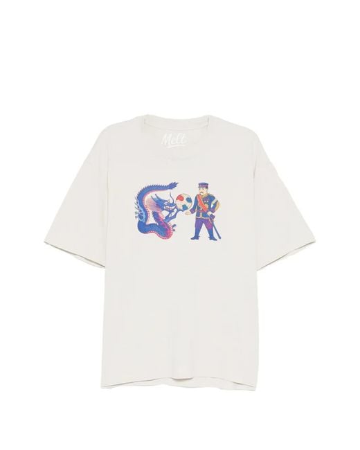Melt White Graphic-Print T-Shirt for men