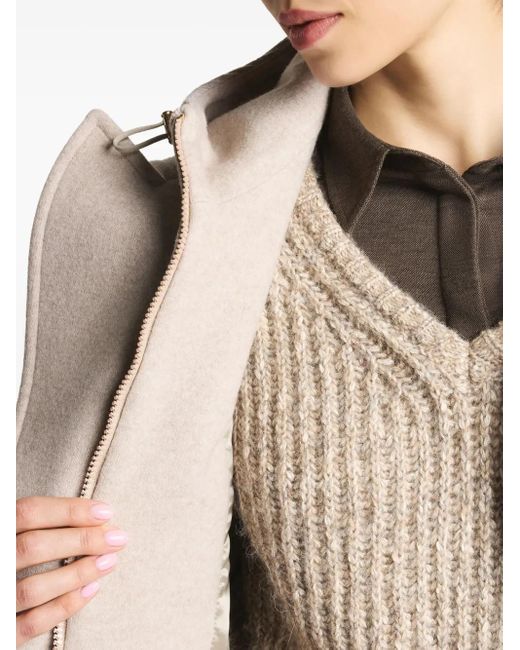Fay Natural Layered Hooded Coat