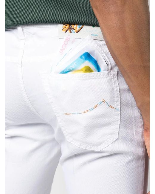 Jacob Cohen White Mid-Rise Slim-Cut Jeans for men