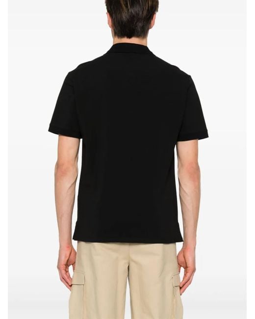 Just Cavalli Black Monogram-Embroidery Polo Shirt for men
