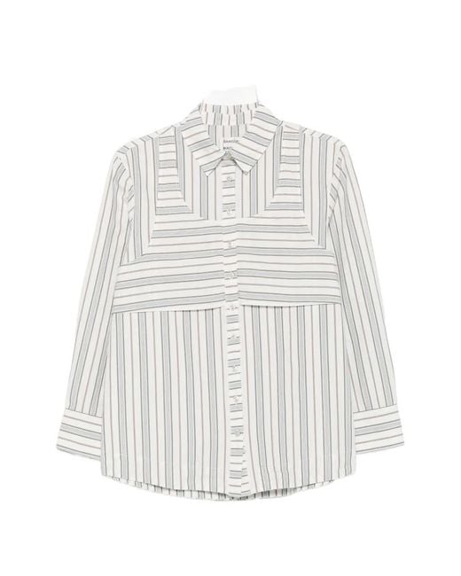 Damson Madder White Valeria Double-Layer Striped Shirt
