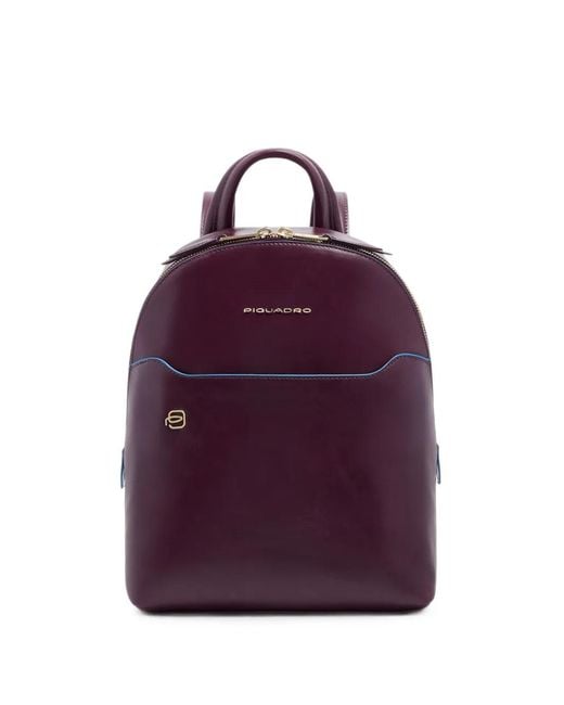 Piquadro Purple Leather Backpack for men