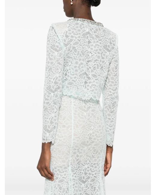 Self-Portrait Blue Crystal-Embellished Lace Jacket