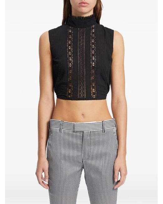 Ann Demeulemeester Black Light Cotton Dobby Strip