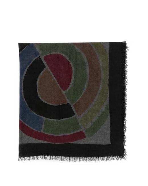 Faliero Sarti Black Leika Geometric-Print Scarf
