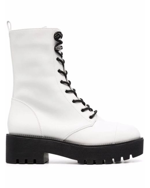 MICHAEL Michael Kors White Bryce Lace-Up Boots