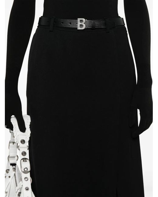 Balenciaga Black Wool Midi Skirt