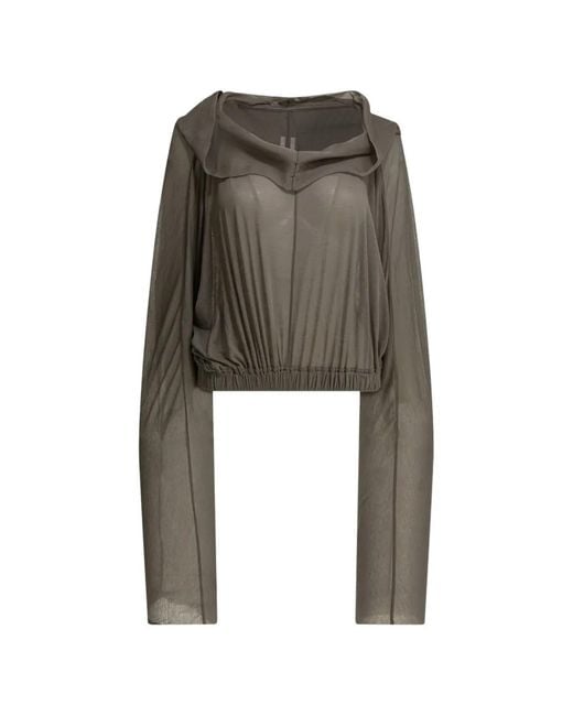 Rick Owens Green Cropped Hoodie