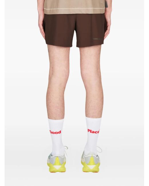 UNNA Brown Elastic-Waistband Performance Shorts for men