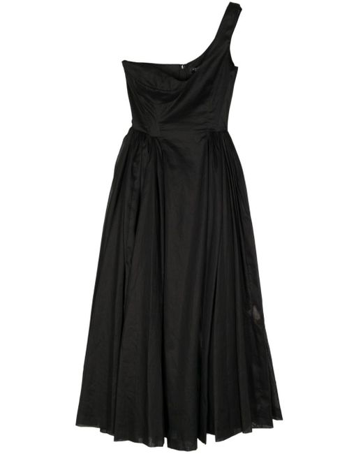 A.W.A.K.E. MODE Black One-shoulder Midi Dress