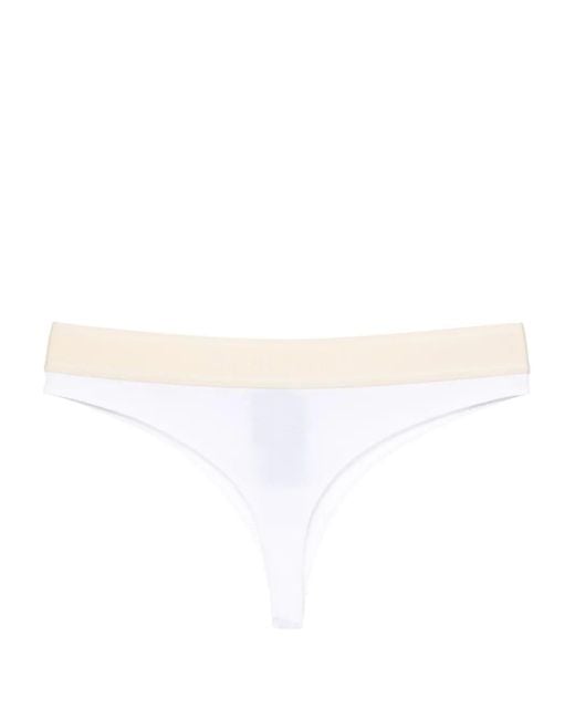 Palm Angels White Logo-Tape Stretch-Cotton Thong