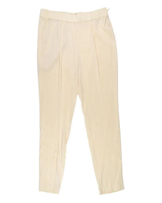 Brunello Cucinelli Natural Pleated Elastic-Waist Trousers