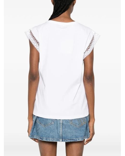 Twinset White Lace-Trim T-Shirt