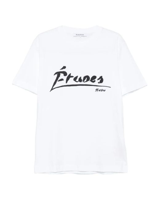 Etudes Studio White The Regular Signed Graphic-Print T-Shirt for men