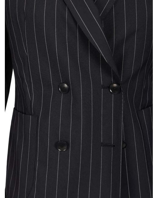 Latorre Blue Pinstripe-Pattern Double-Breasted Jacket
