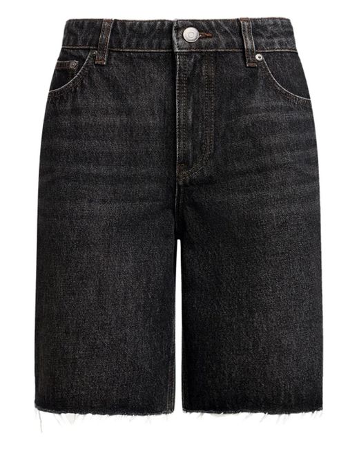 12 STOREEZ Black Jeans-Shorts Mit Ausgefranstem Saum