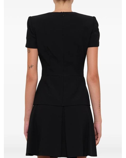 McQueen Black Leaf Crepe Mini Dress