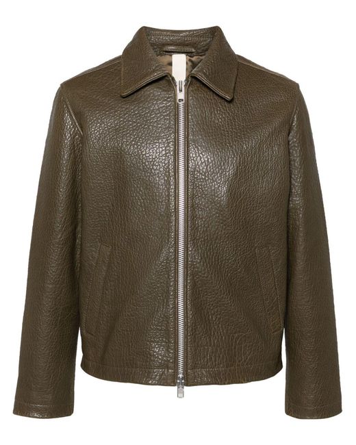 sunflower Green Embossed Leather Jacket for men