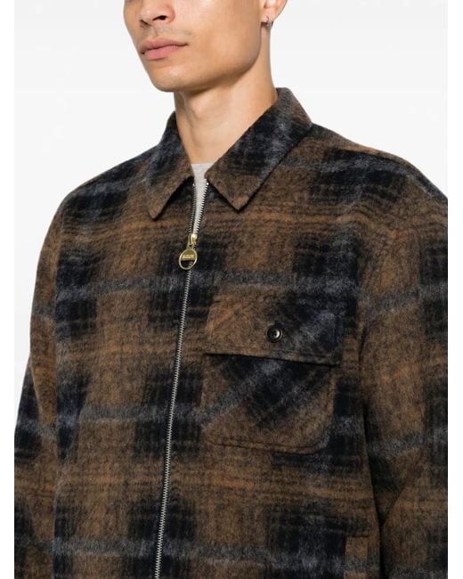 Barbour Black Check-Pattern Zip-Up Jacket for men