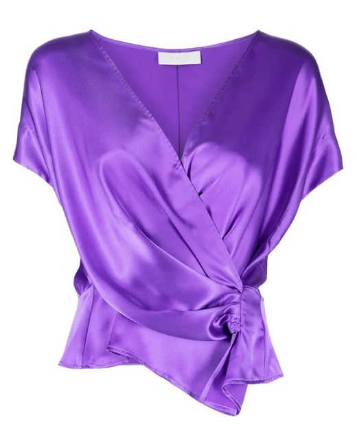 Michelle Mason Purple Open-Neck Top