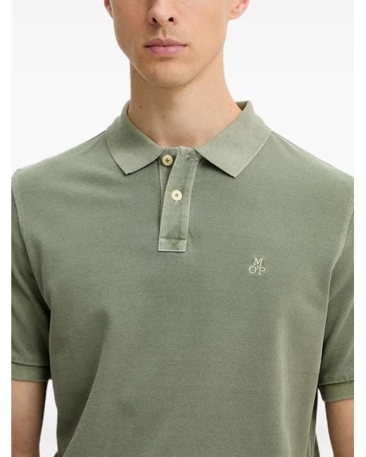 Marc O' Polo Green Logo-Embroidered Short-Sleeve Polo Shirt for men