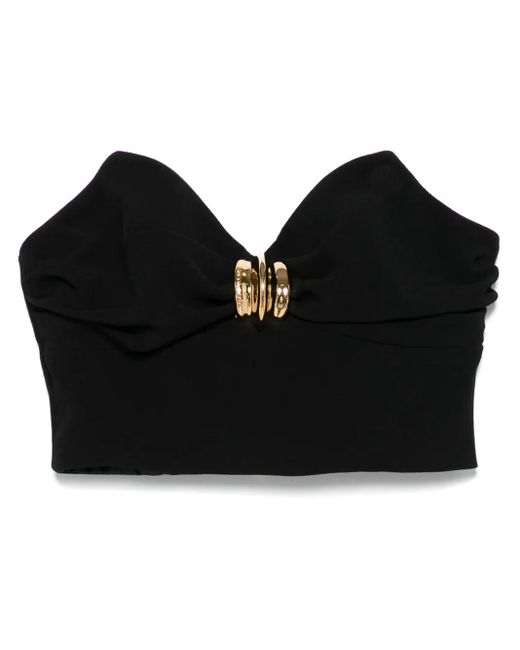 Elisabetta Franchi Black Jewel-Embellishment Crepe Top