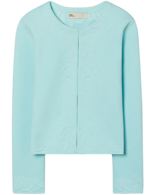 Tory Burch Blue Kendra Cardigan mit Prägung