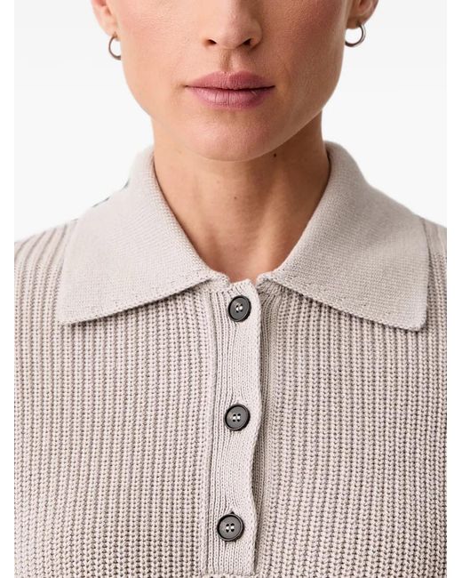 Marc O' Polo Natural Ribbed-Knit Polo Shirt