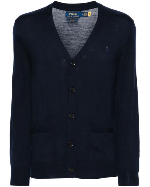 Polo Ralph Lauren Blue Tonal Logo Cardigan for men