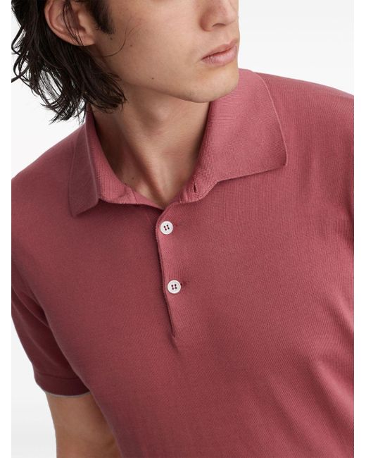 Brunello Cucinelli Pink Fine-knit Polo Shirt for men