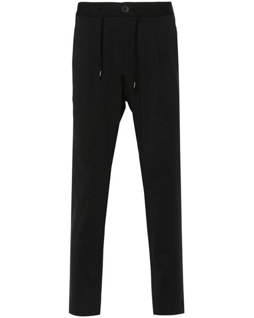 Herno Black Pleated Tapered Trousers for men