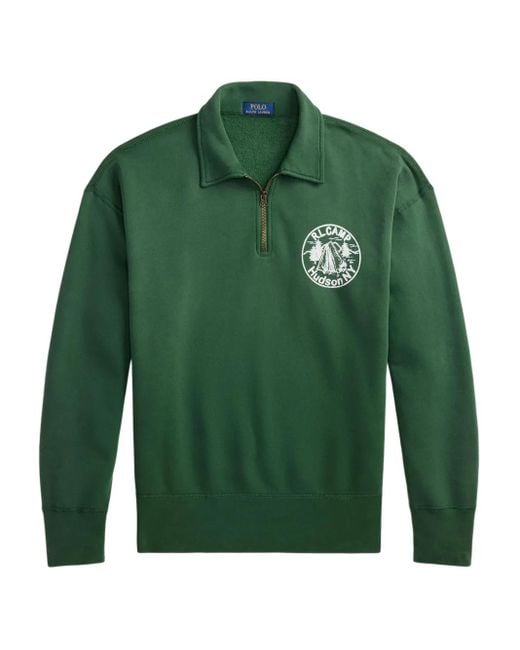 Polo Ralph Lauren Green Zip-Up Sweatshirt for men
