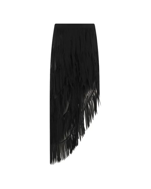 Erika Cavallini Semi Couture Black Melania Fringed Skirt