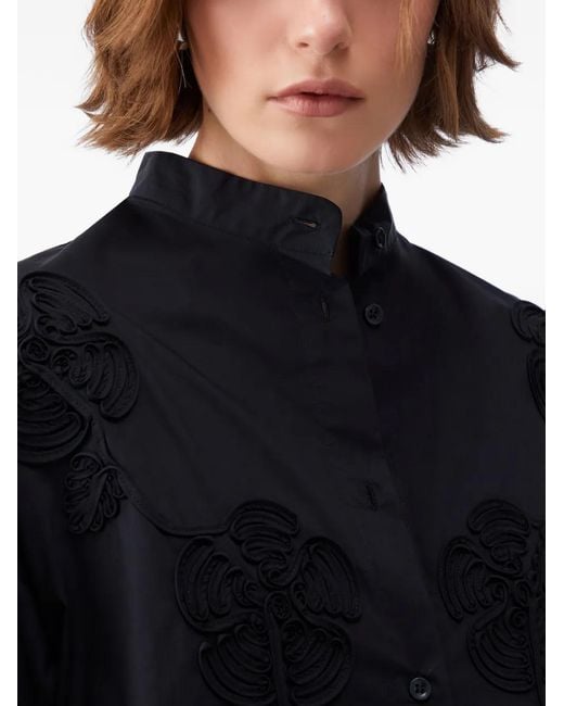 Liu Jo Black Embroidered Mandarin-Collar Shirt