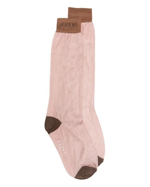 Marni Pink Logo Socks