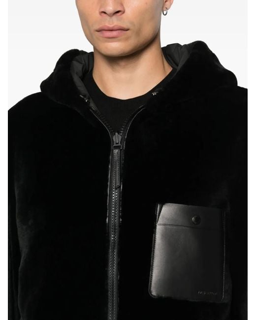 Yves Salomon Black Hooded Reversible Jacket for men